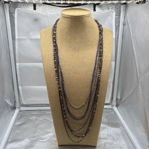 American Eagle Outfitters Multi-Layer Necklace in Brown, Silver and Blue